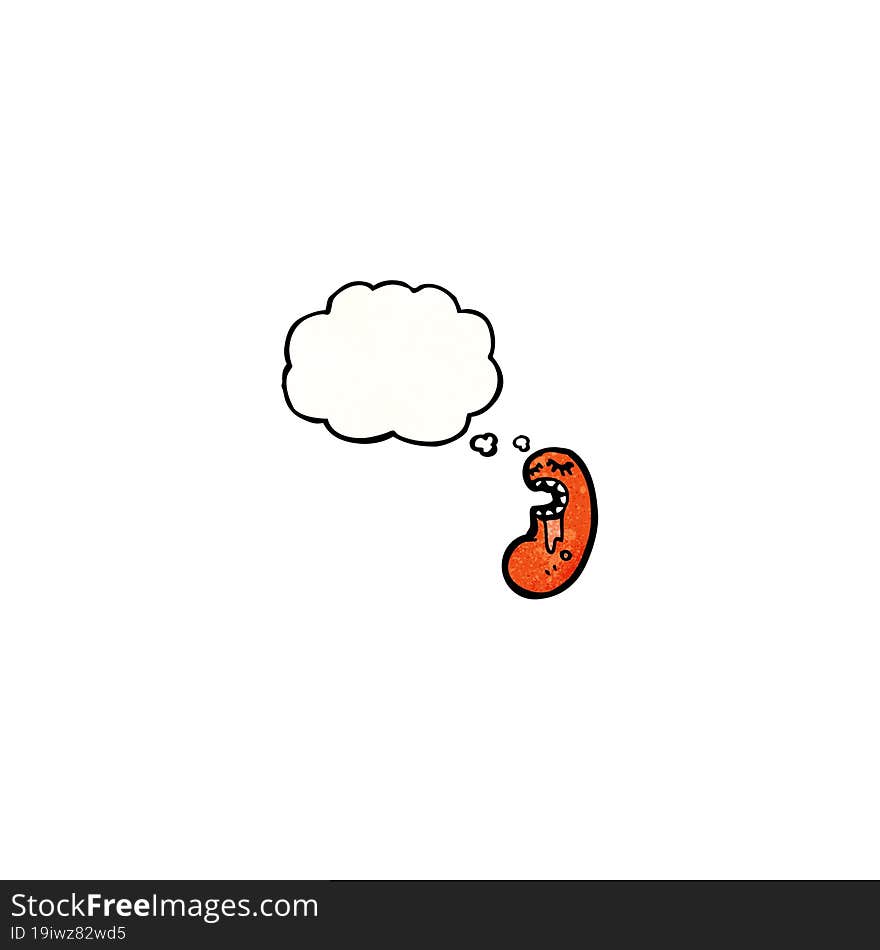 cartoon baked bean with thought bubble