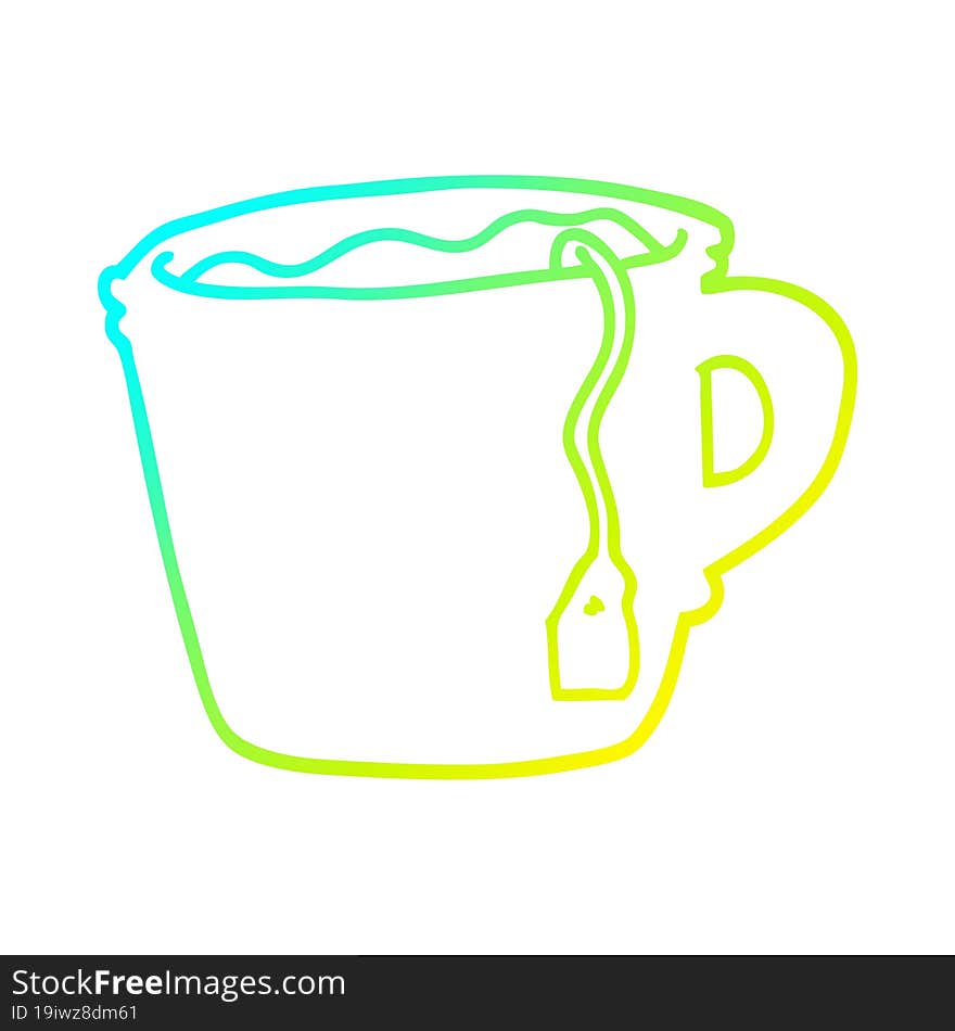 cold gradient line drawing of a cartoon hot cup of tea