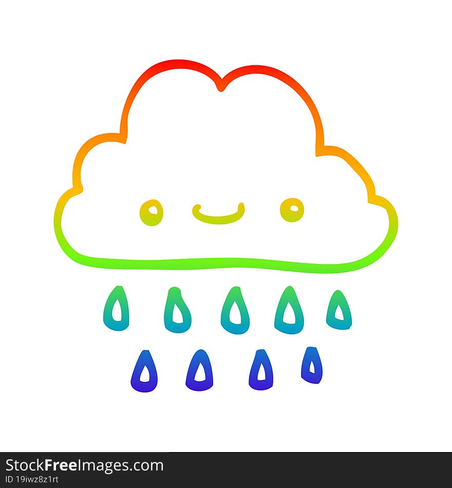 rainbow gradient line drawing of a cartoon storm cloud