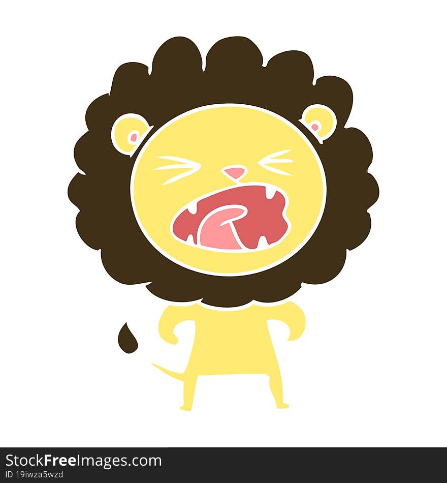 flat color style cartoon angry lion