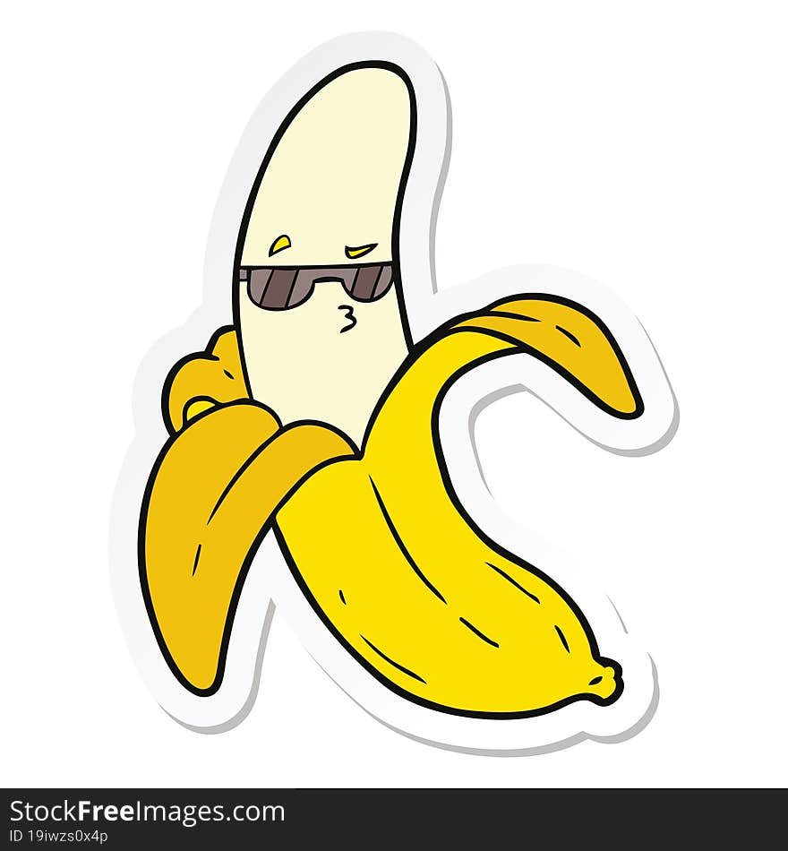 sticker of a cartoon banana