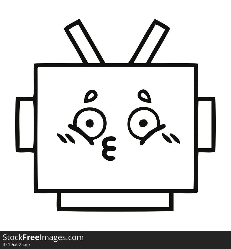 line drawing cartoon robot head