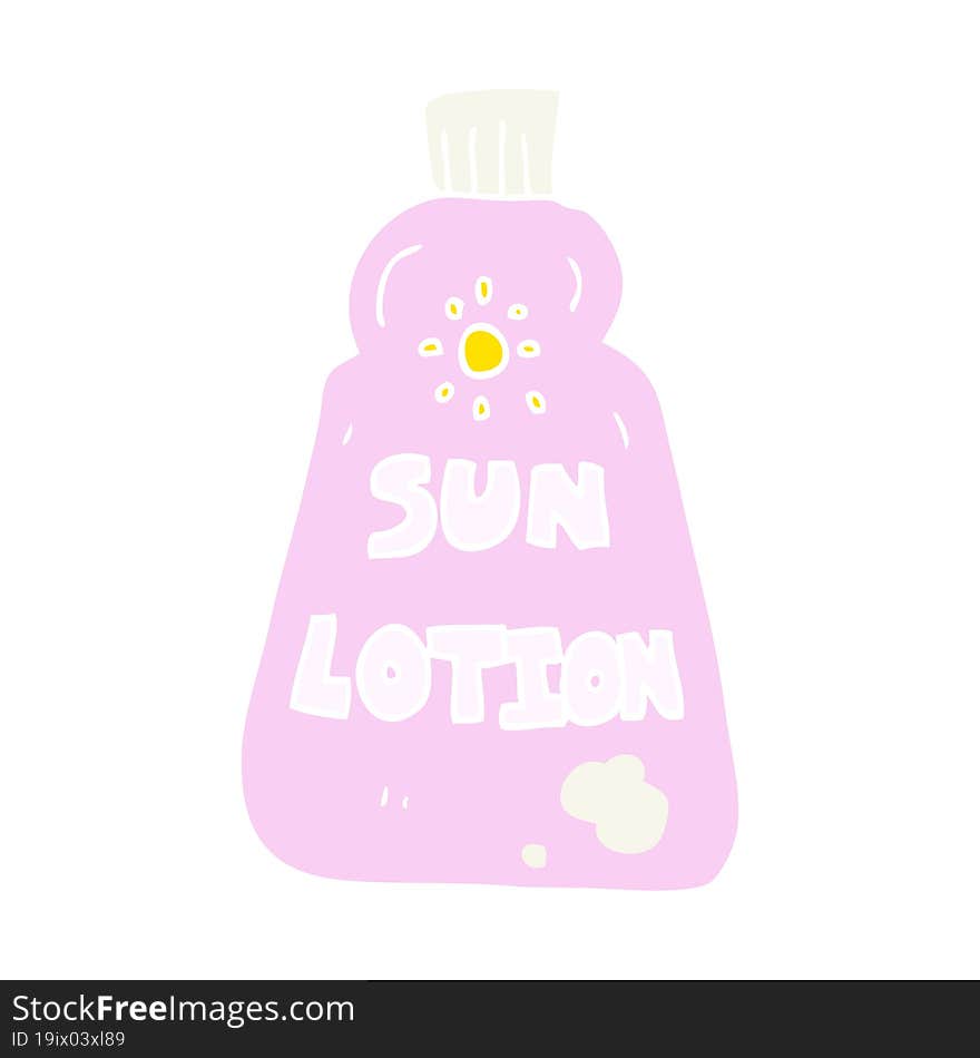 flat color illustration of a cartoon sun lotion