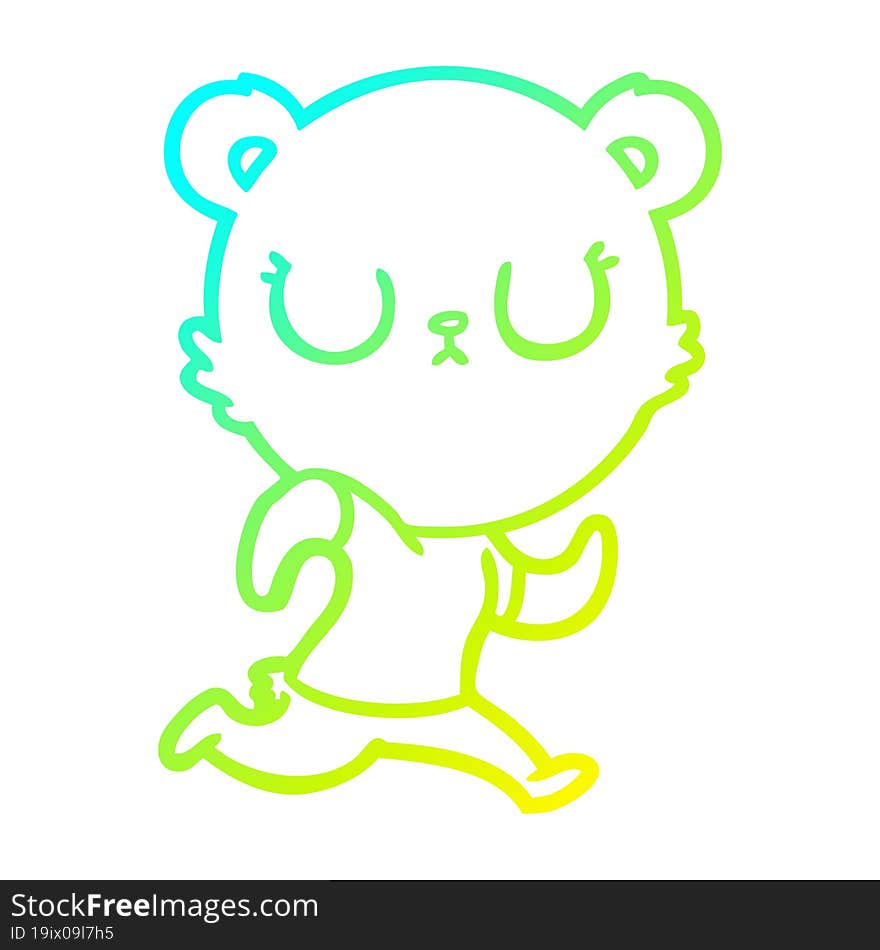 Cold Gradient Line Drawing Peaceful Cartoon Bear Running