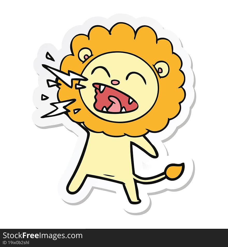 Sticker Of A Cartoon Roaring Lion