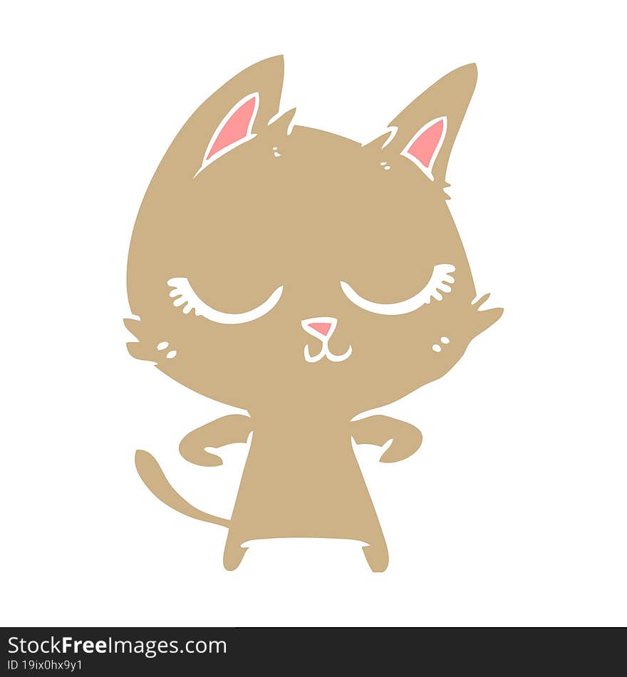 calm flat color style cartoon cat