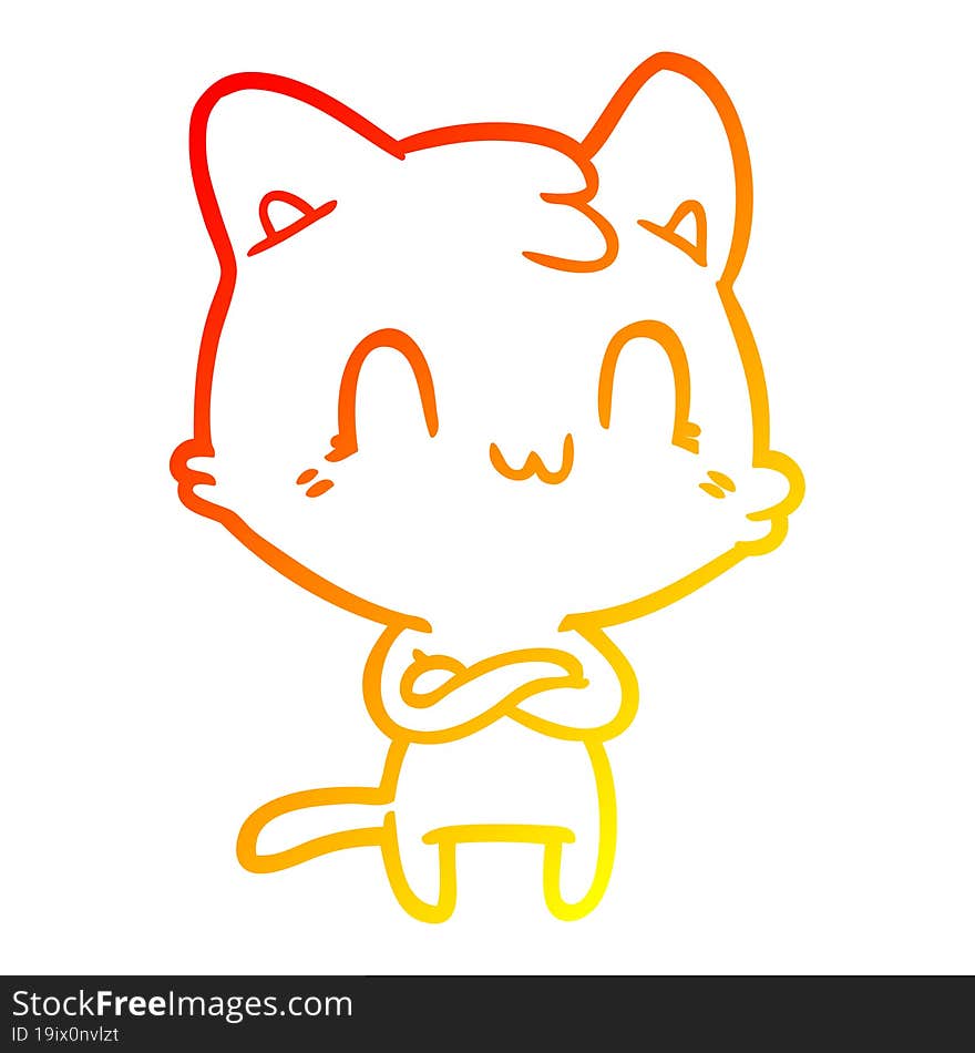 warm gradient line drawing cartoon happy cat