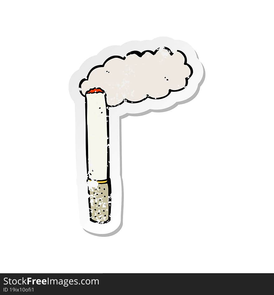 retro distressed sticker of a cartoon cigarette