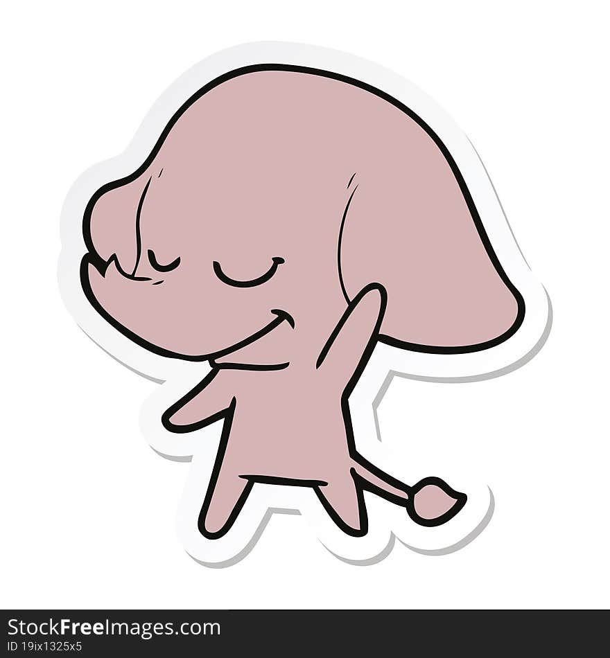 Sticker Of A Cartoon Smiling Elephant