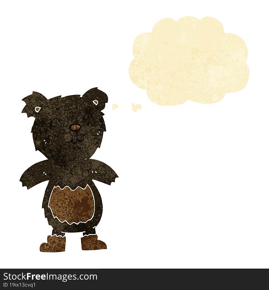 cartoon teddy black bear with thought bubble