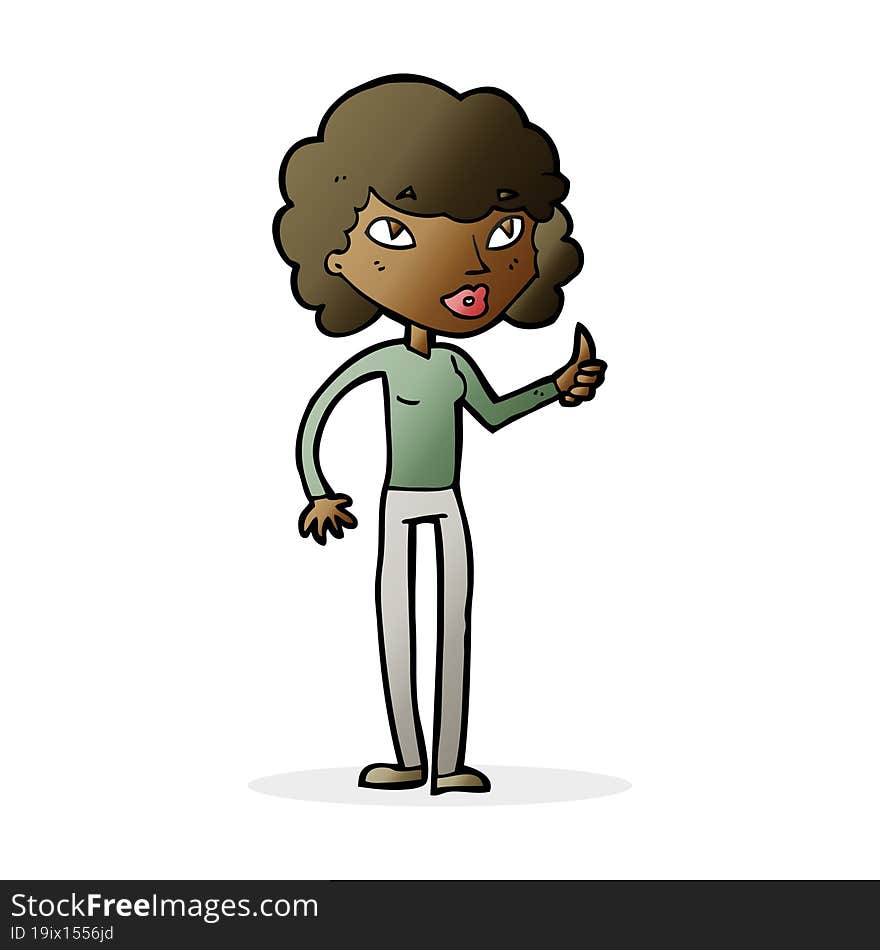 Cartoon Woman Giving Thumbs Up Symbol