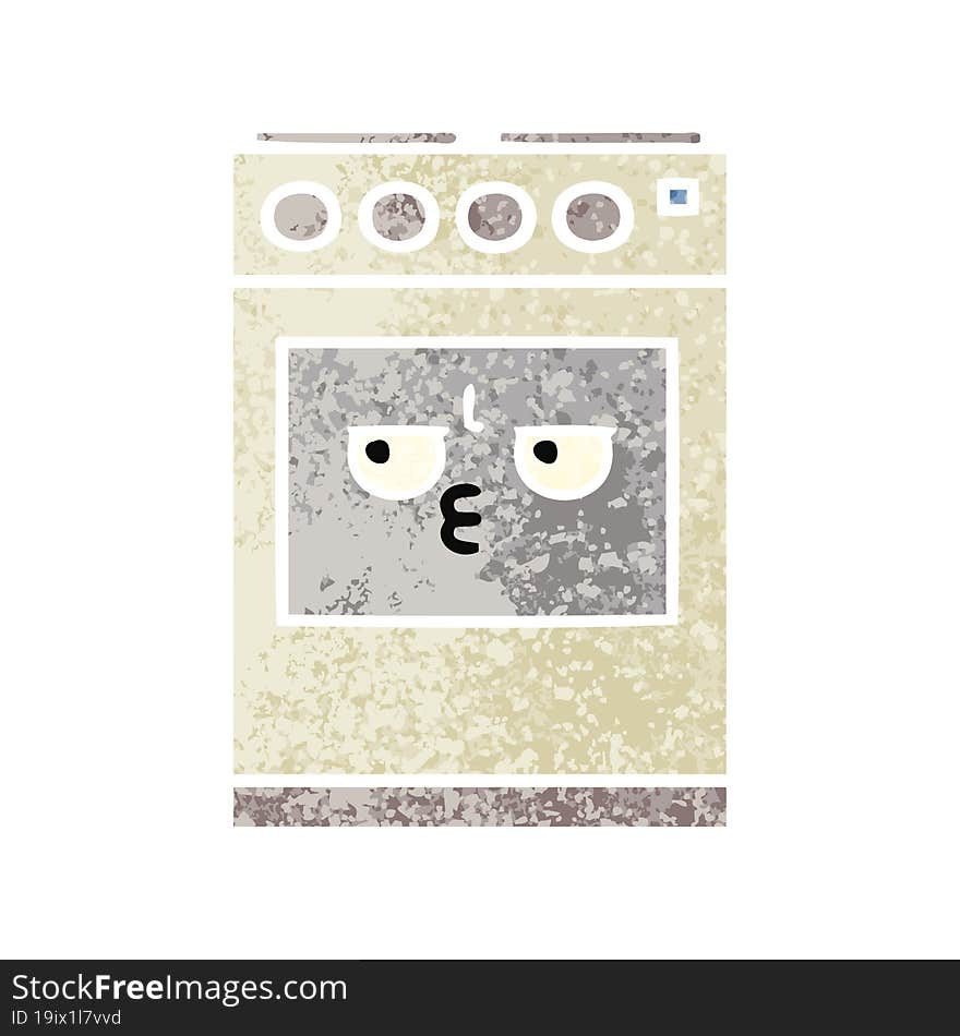 retro illustration style cartoon kitchen oven