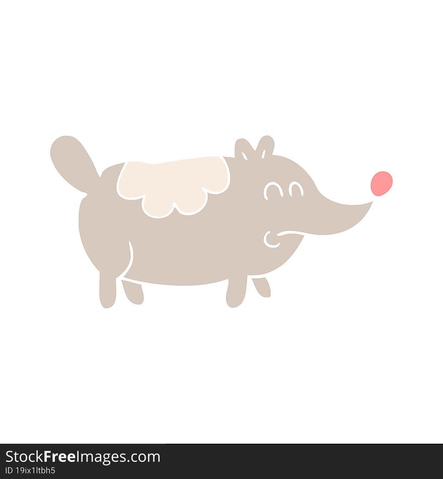 Flat Color Illustration Of A Cartoon Small Fat Dog