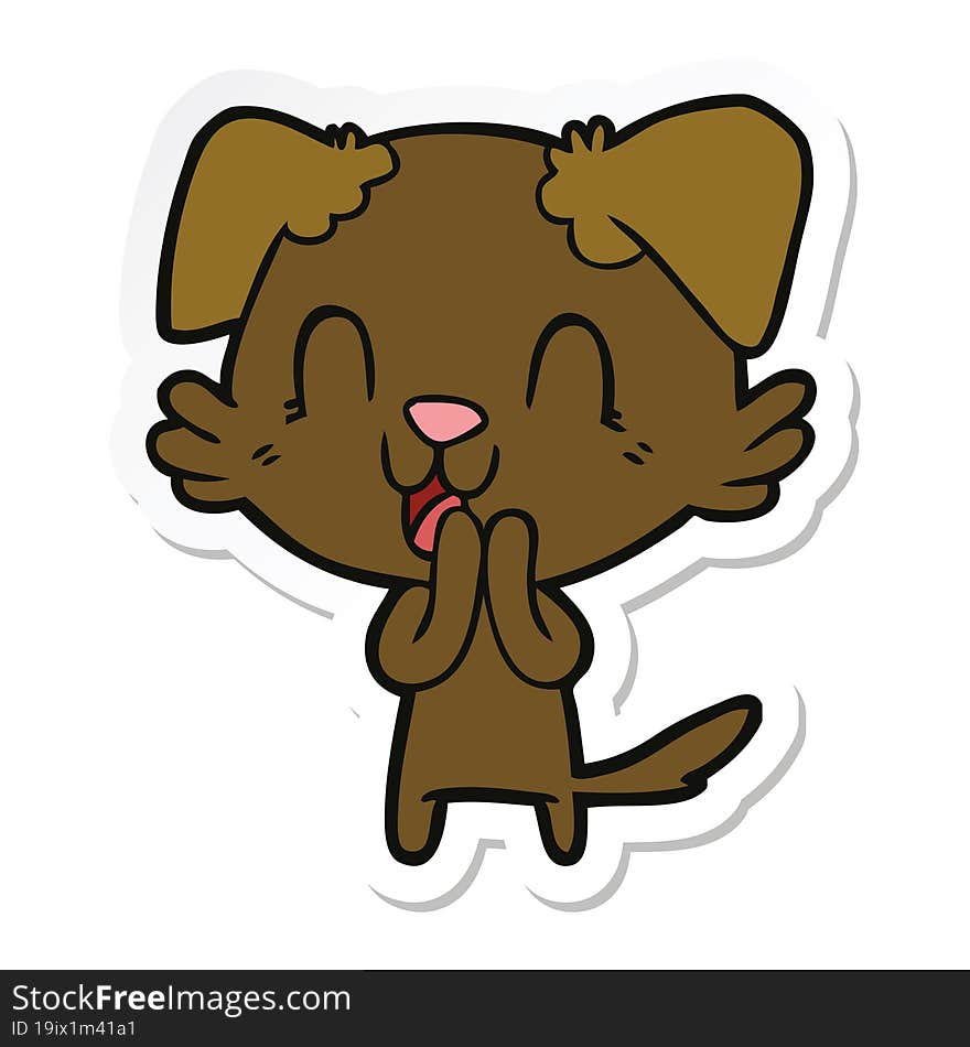 sticker of a laughing cartoon dog