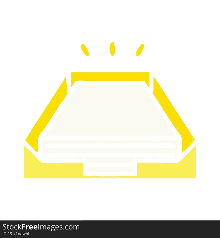 Flat Color Retro Cartoon Paper Stack In Tray