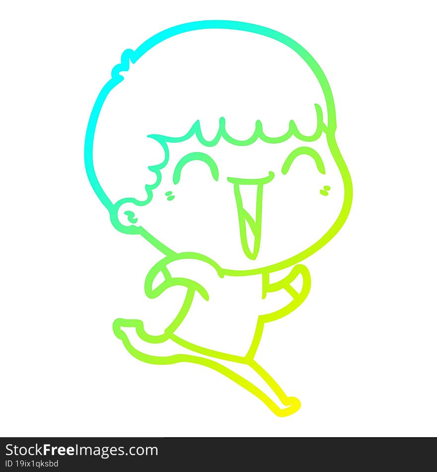 cold gradient line drawing of a cartoon happy man