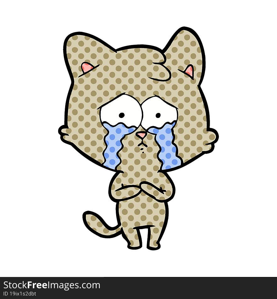 cartoon crying cat. cartoon crying cat