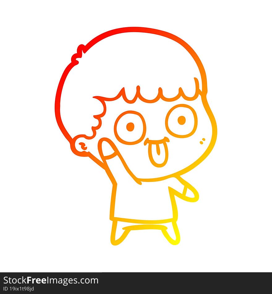 Warm Gradient Line Drawing Cartoon Dumb Kid