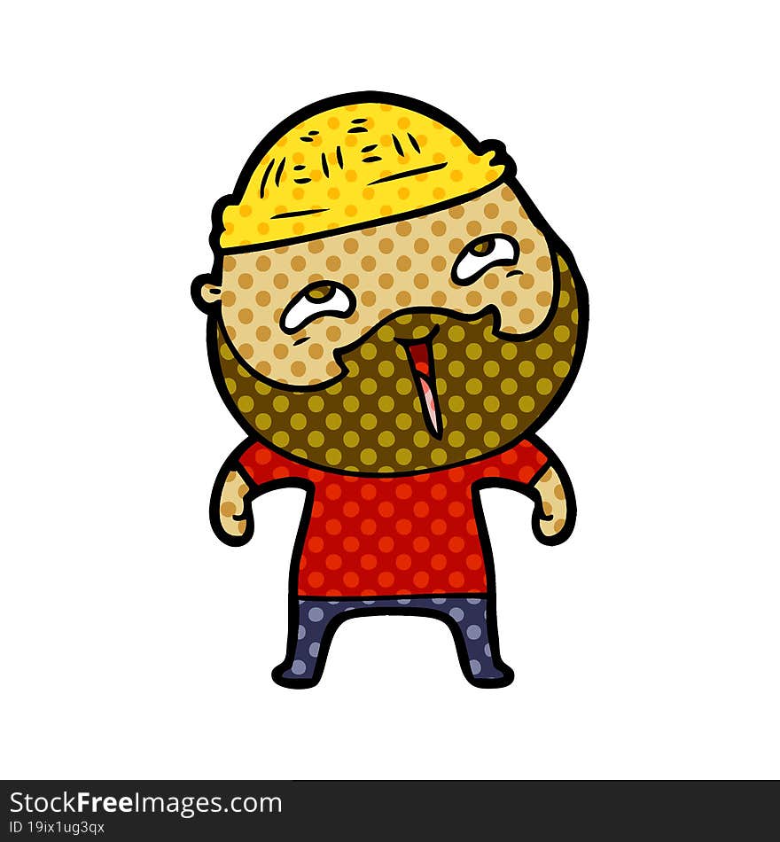 cartoon happy bearded man. cartoon happy bearded man