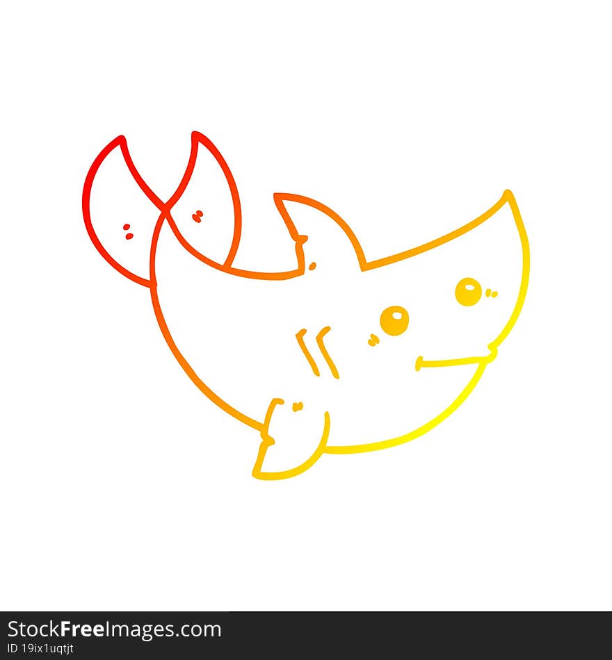 warm gradient line drawing cartoon shark