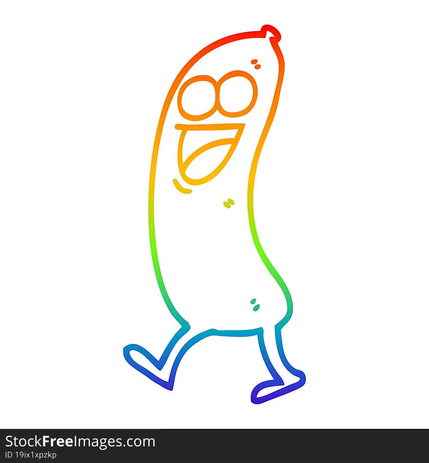 rainbow gradient line drawing happy cartoon sausage