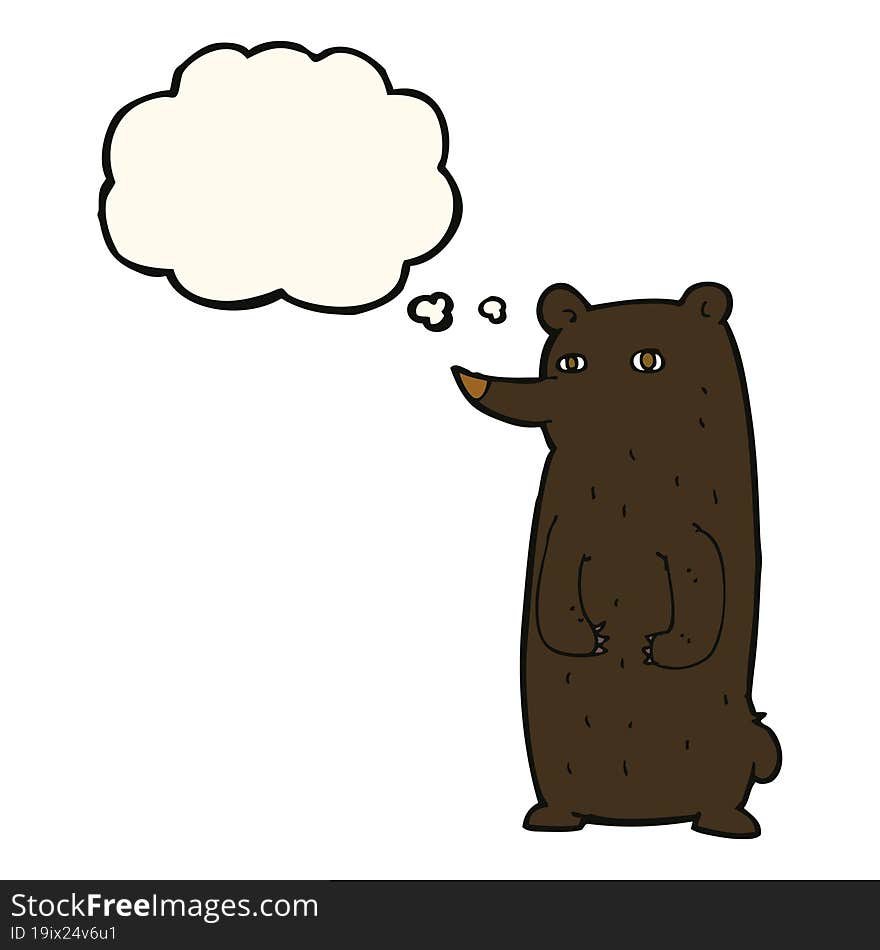 Funny Cartoon Black Bear With Thought Bubble