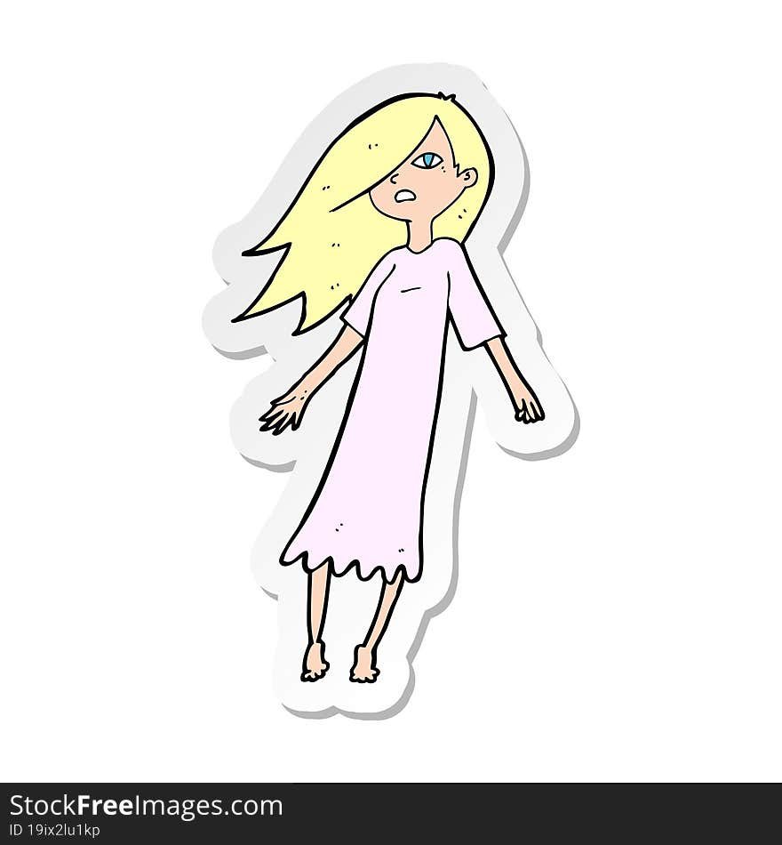 Sticker Of A Cartoon Ghost Like Girl