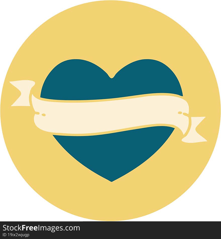 iconic tattoo style image of a heart and banner. iconic tattoo style image of a heart and banner