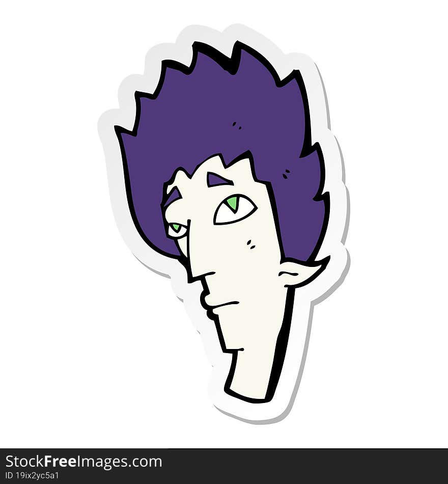 sticker of a cartoon vampire head