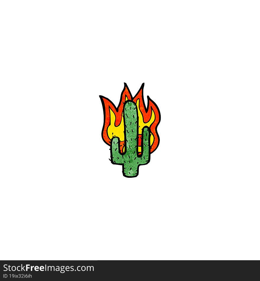 Flaming Cactus Cartoon