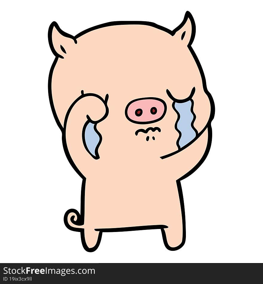 cartoon pig crying. cartoon pig crying