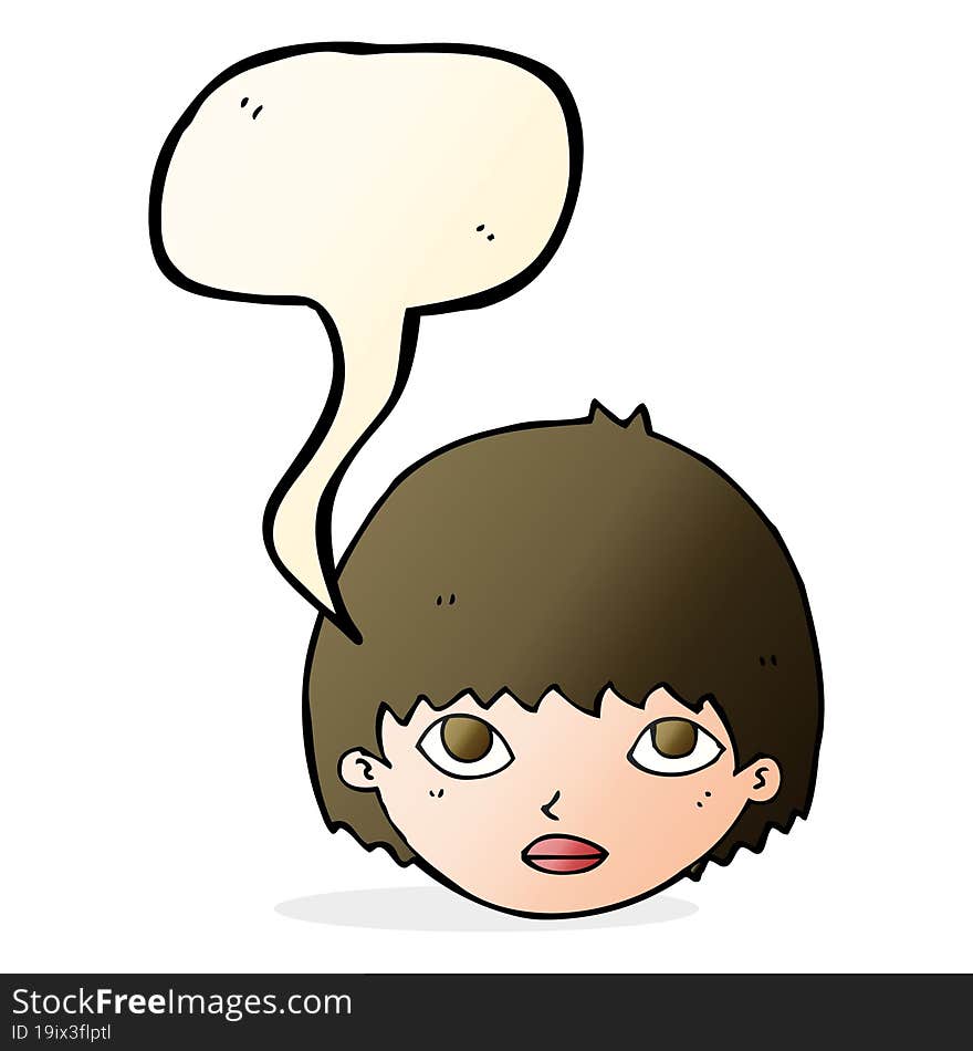 cartoon girl staring with speech bubble