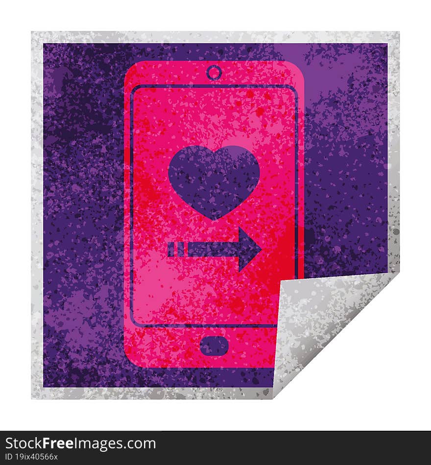 Dating App On Cell Phone Square Peeling Sticker