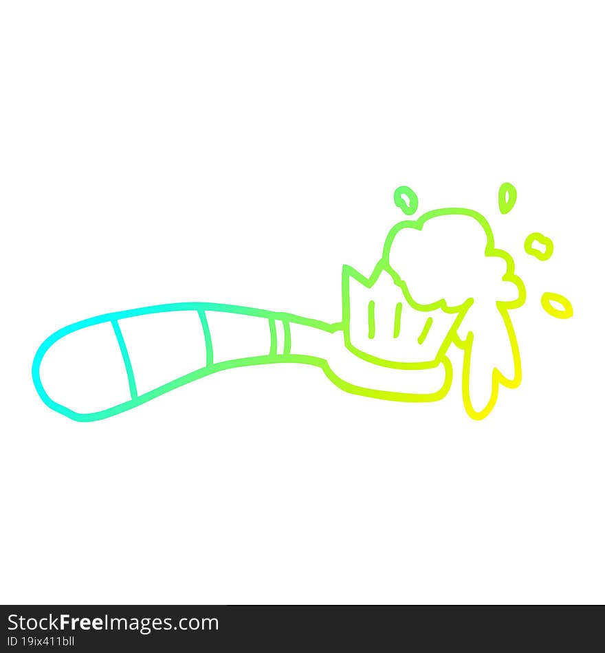 cold gradient line drawing of a cartoon toothbrush