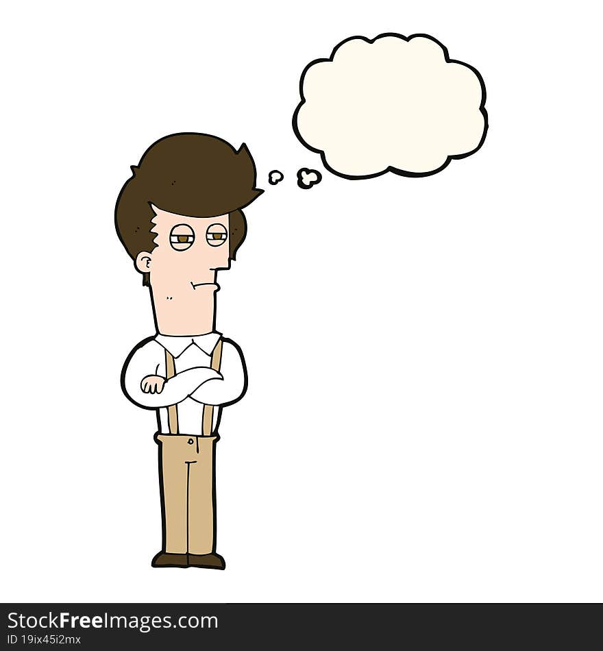 cartoon annoyed man with thought bubble