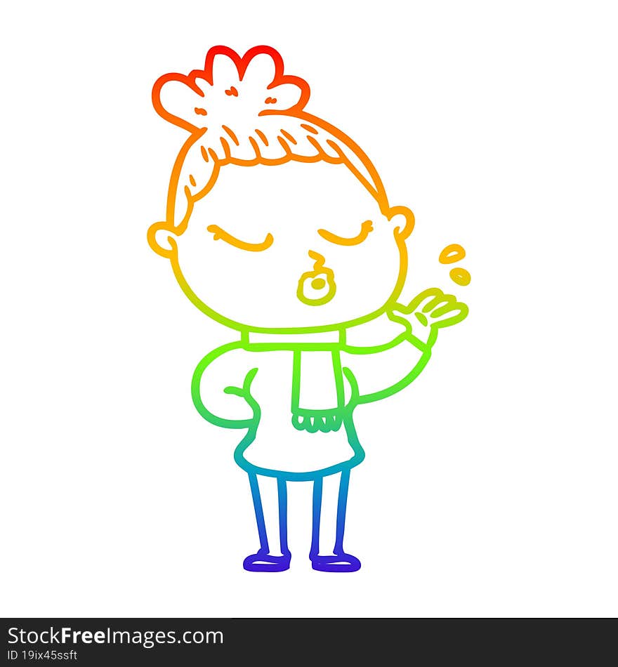 rainbow gradient line drawing cartoon calm woman