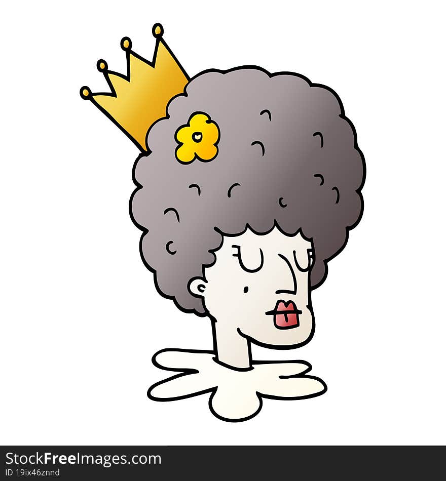 Cartoon Doodle Queen In Makeup And Huge Wig