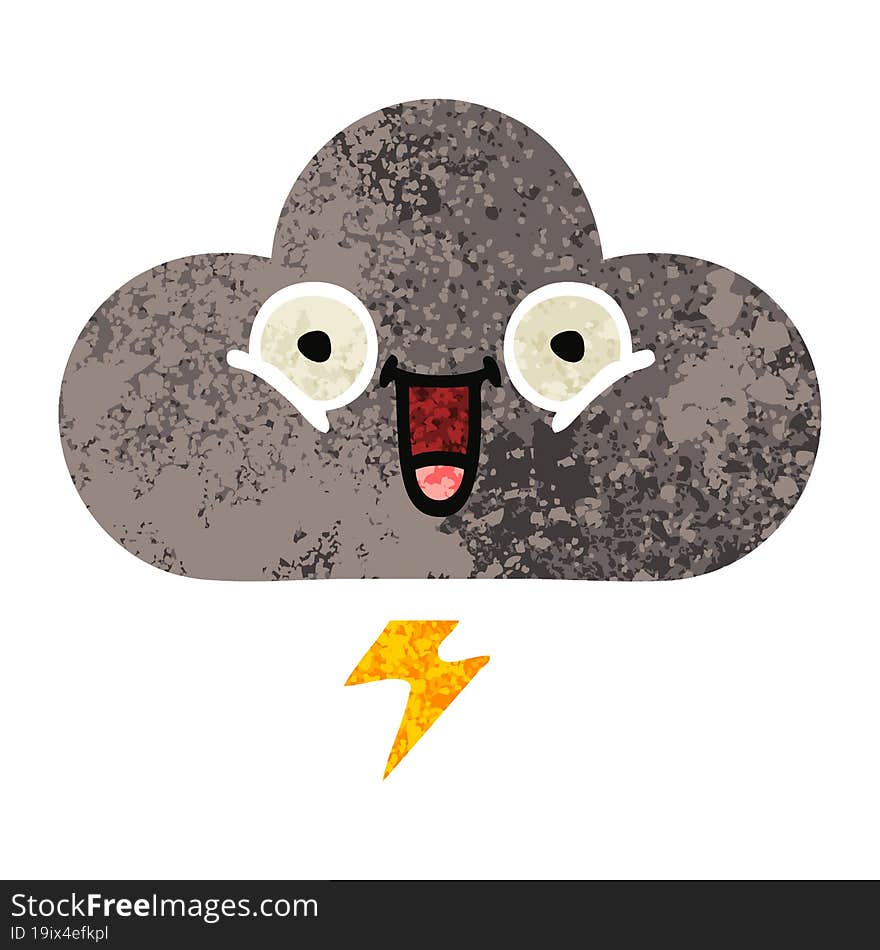 retro illustration style cartoon of a storm cloud