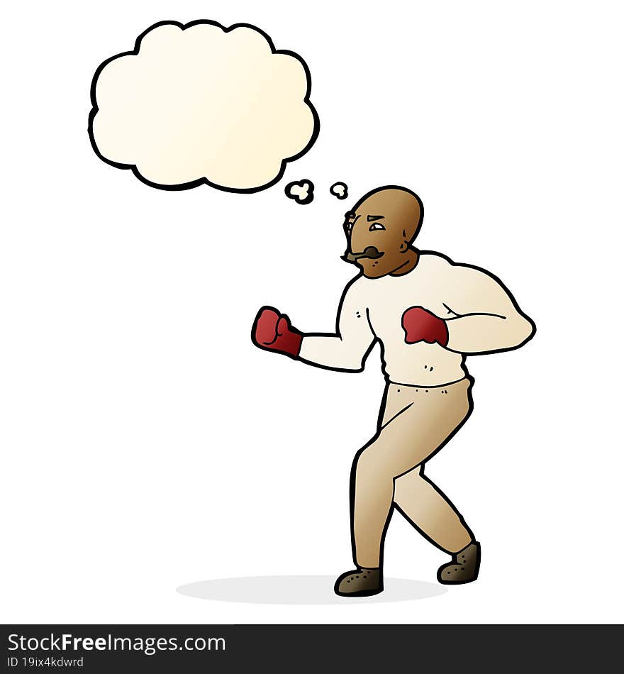 cartoon boxer with thought bubble