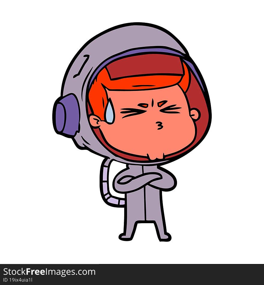 cartoon stressed astronaut. cartoon stressed astronaut