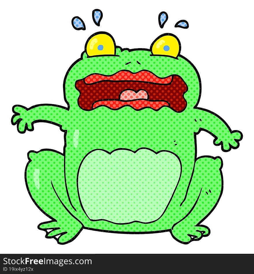 cartoon funny frightened frog