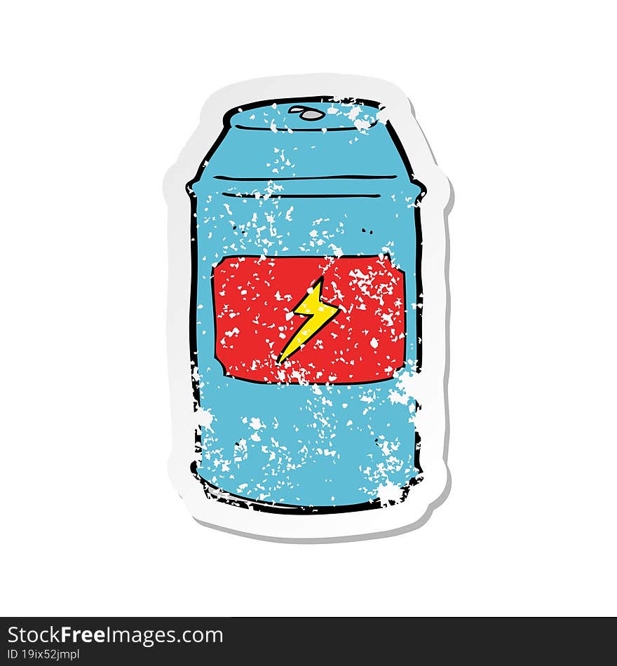 retro distressed sticker of a cartoon beer can