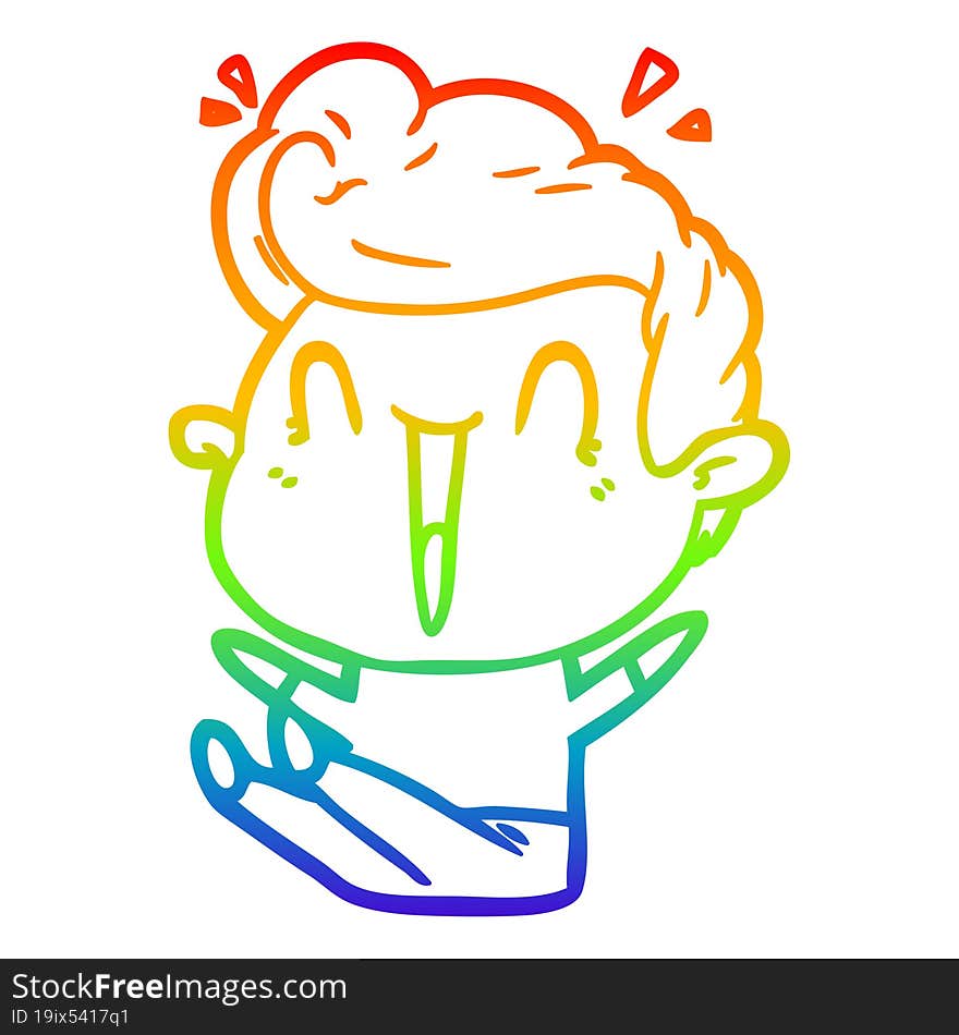 rainbow gradient line drawing cartoon excited man