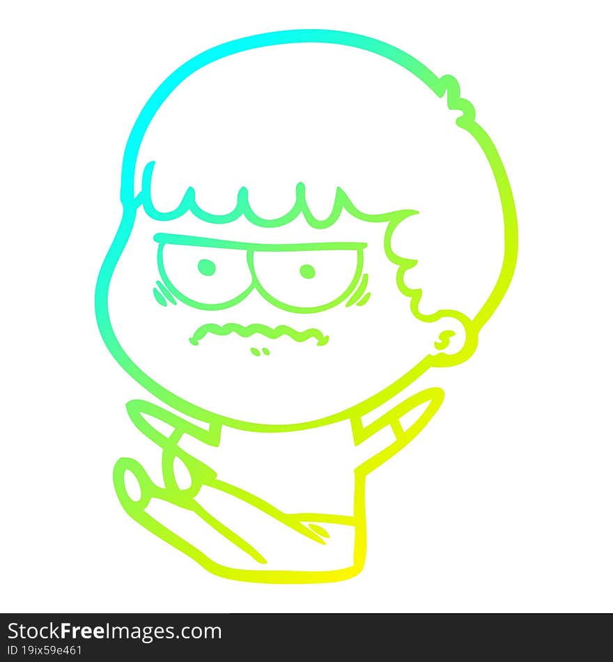 cold gradient line drawing cartoon annoyed man