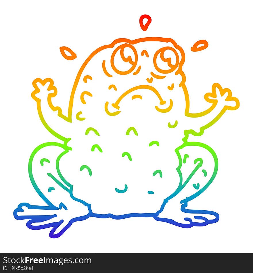 rainbow gradient line drawing cartoon nervous toad