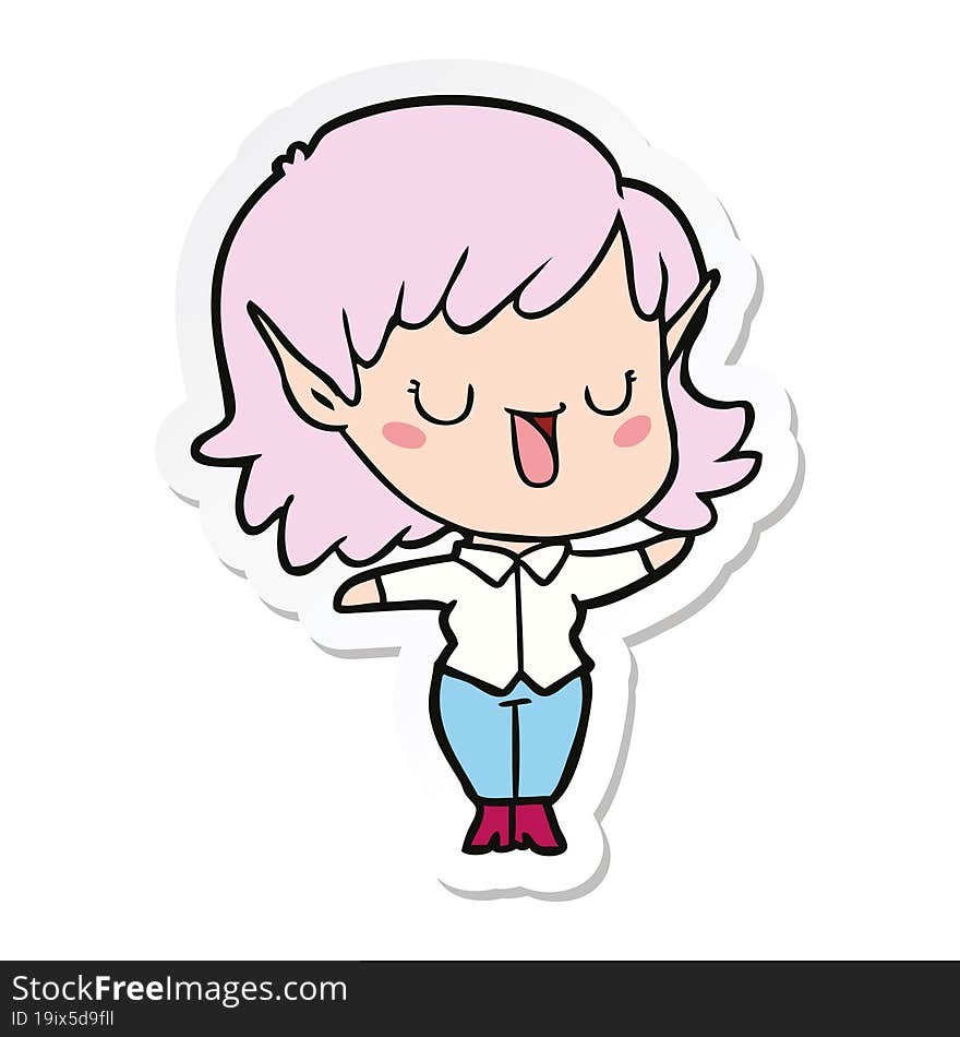 sticker of a cartoon elf girl