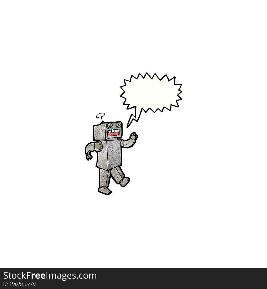 Cartoon Funny Robot With Speech Bubble