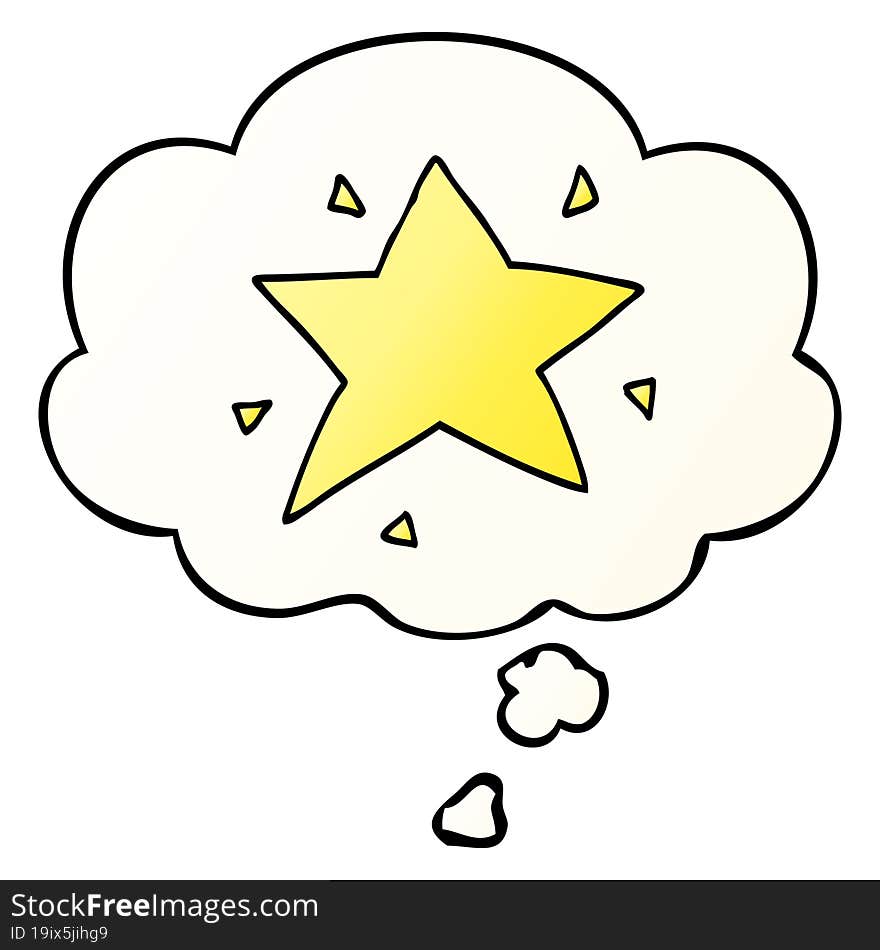 cartoon star and thought bubble in smooth gradient style