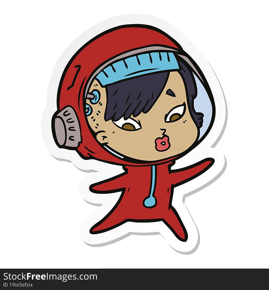 sticker of a cartoon astronaut woman