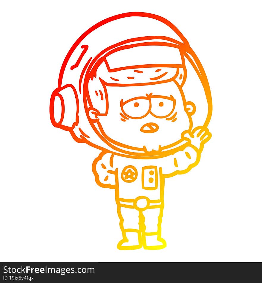 warm gradient line drawing cartoon tired astronaut